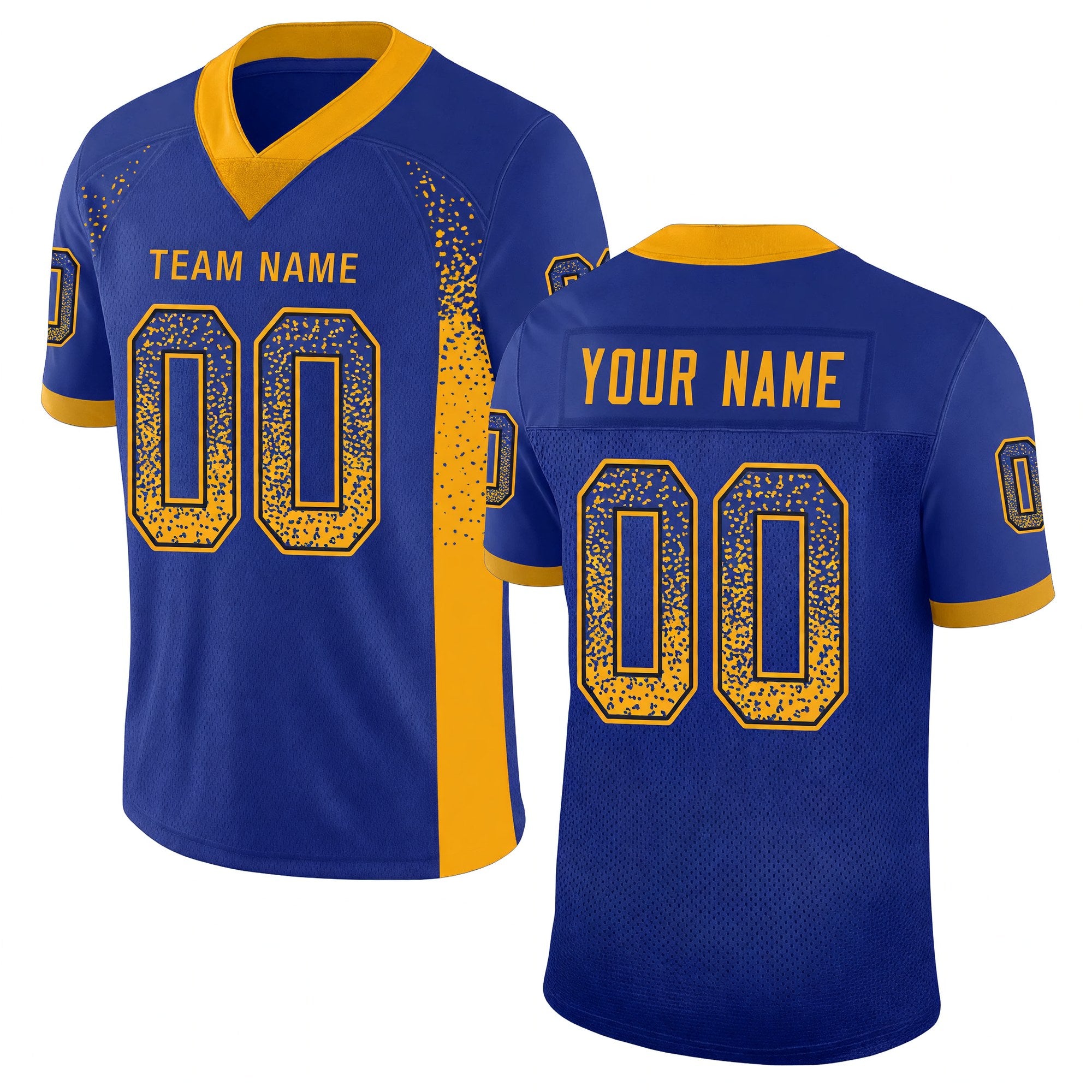 Custom Royal Gold-Navy Drift Fashion Football Jersey