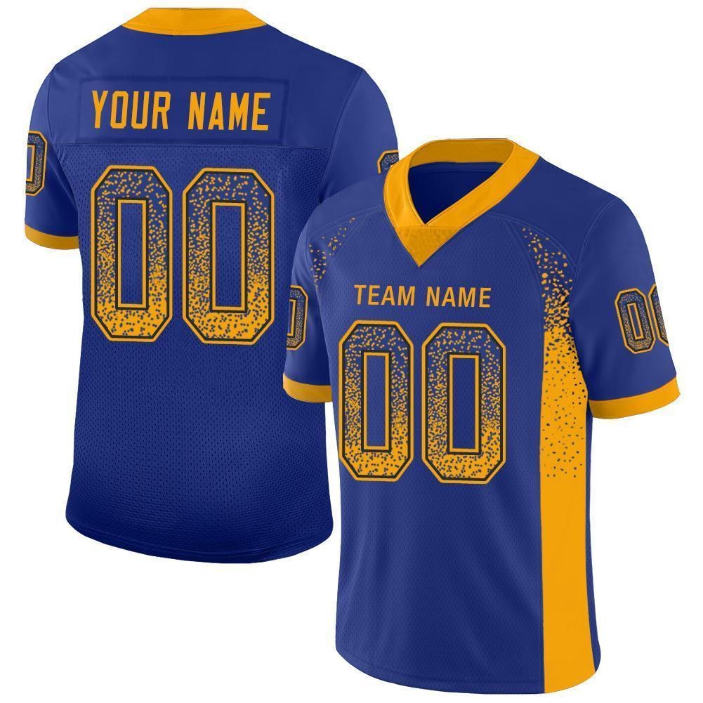 Custom Royal Gold-Navy Drift Fashion Football Jersey photo 1