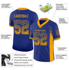 Custom Royal Gold-Navy Drift Fashion Football Jersey photo 3