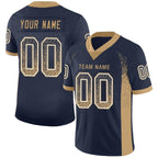 Custom Navy Old Gold-White Drift Fashion Football Jersey photo 1