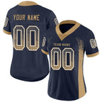 Custom Navy Old Gold-White Drift Fashion Football Jersey photo 2