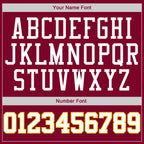 Custom Maroon White-Gold Round Neck Rib-Knit Basketball Jersey photo 2