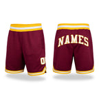 Custom Maroon White-Gold Authentic Throwback Basketball Shorts