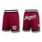 Custom Maroon White-Black Authentic Throwback Basketball Shorts