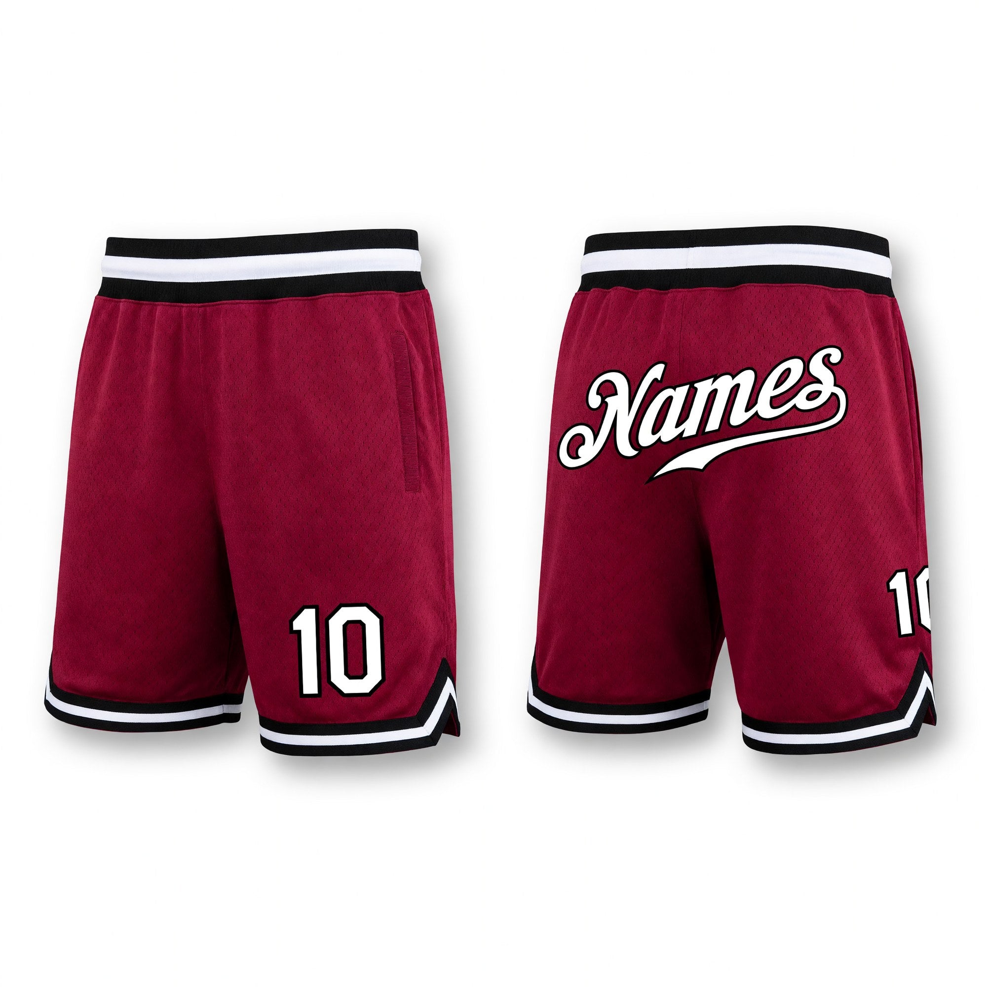 Custom Maroon White-Black Authentic Throwback Basketball Shorts
