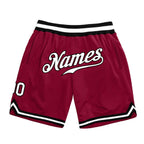 Custom Maroon White-Black Authentic Throwback Basketball Shorts photo 1