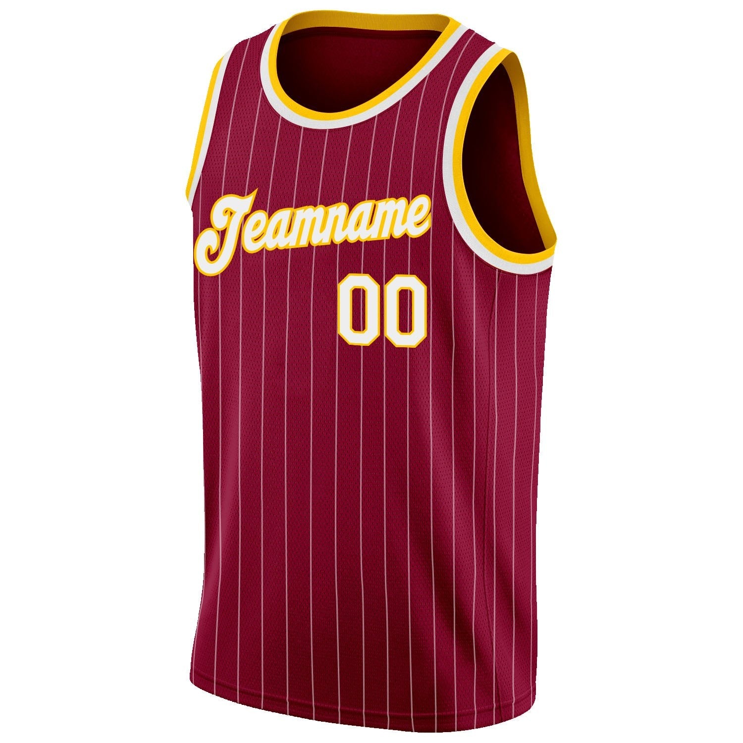 Custom Maroon White Pinstripe White-Gold Authentic Basketball Jersey photo 4