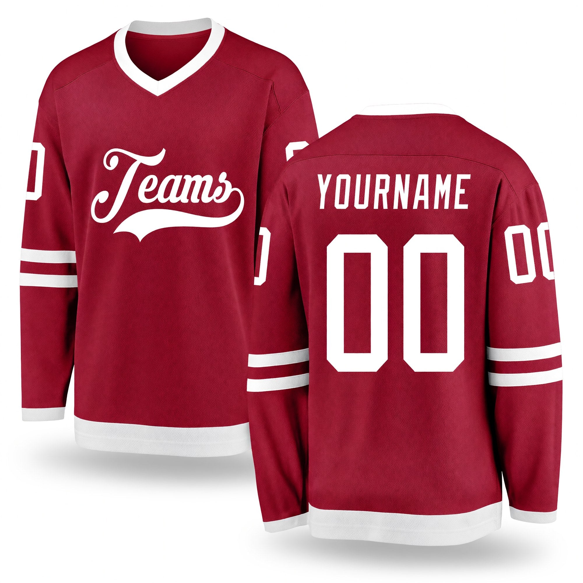 Custom Maroon White Hockey Jersey