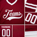 Custom Maroon White Hockey Jersey detail