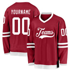 Custom Maroon White Hockey Jersey photo 1