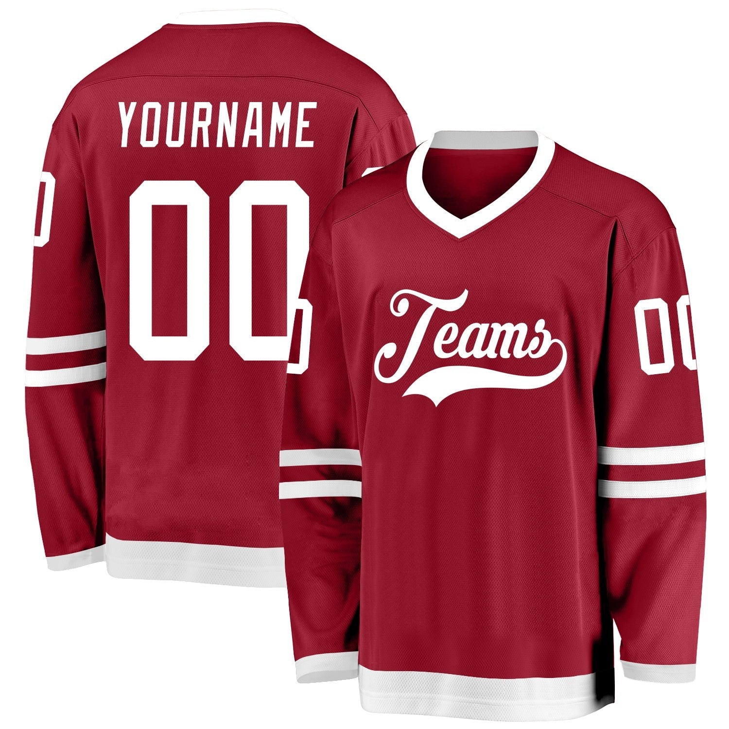 Custom Maroon White Hockey Jersey photo 1