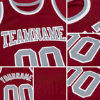 Custom Maroon Gray-White Authentic Throwback Basketball Jersey detail