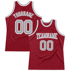 Custom Maroon Gray-White Authentic Throwback Basketball Jersey photo 1