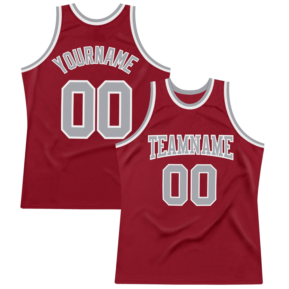 Custom Maroon Gray-White Authentic Throwback Basketball Jersey photo 1