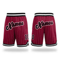 Custom Maroon White Pinstripe Black-White Authentic Basketball Shorts