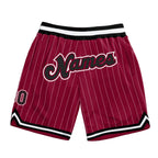 Custom Maroon White Pinstripe Black-White Authentic Basketball Shorts photo 1