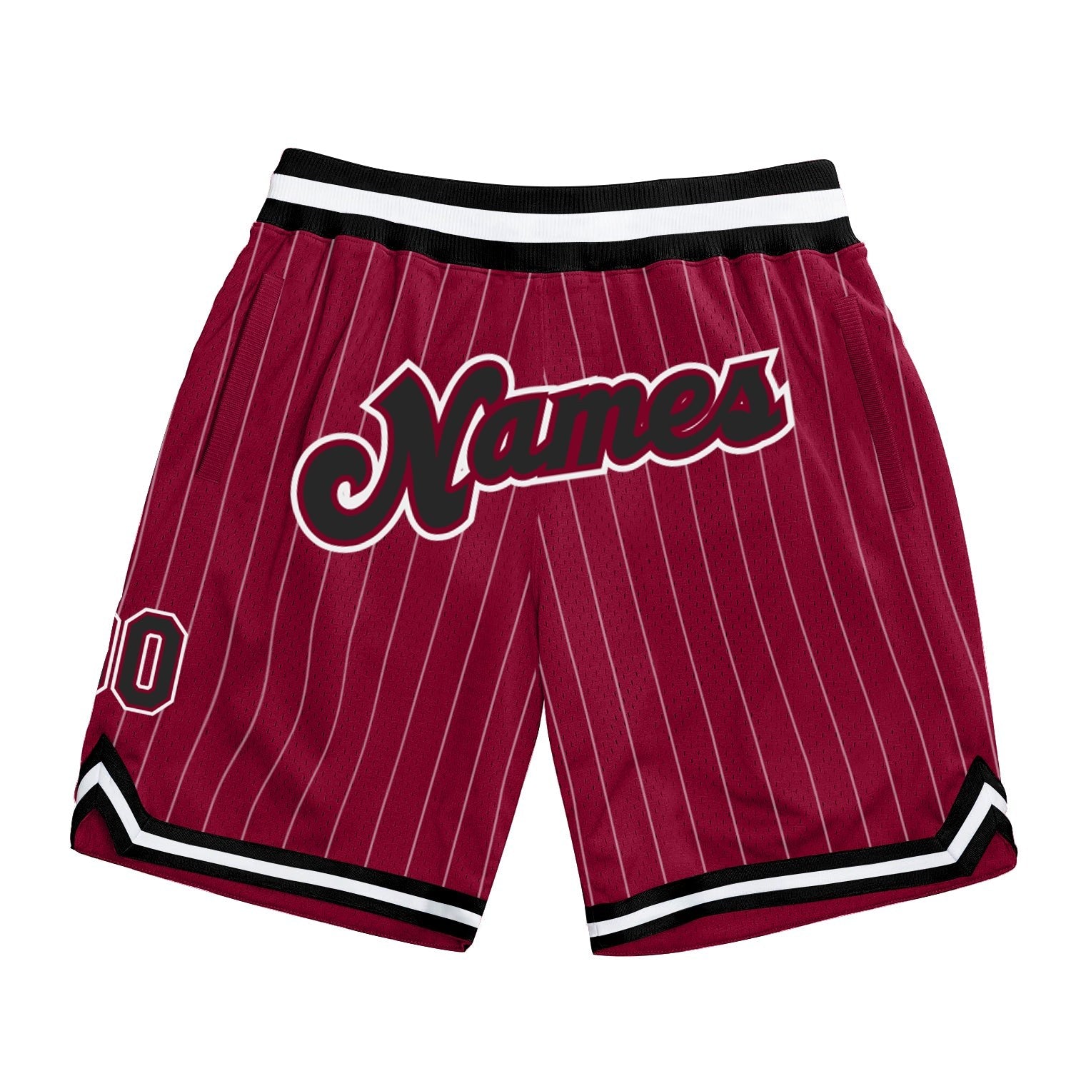 Custom Maroon White Pinstripe Black-White Authentic Basketball Shorts photo 1
