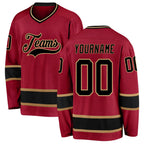 Custom Maroon Black-Old Gold Hockey Jersey