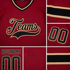 Custom Maroon Black-Old Gold Hockey Jersey detail