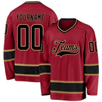 Custom Maroon Black-Old Gold Hockey Jersey photo 1
