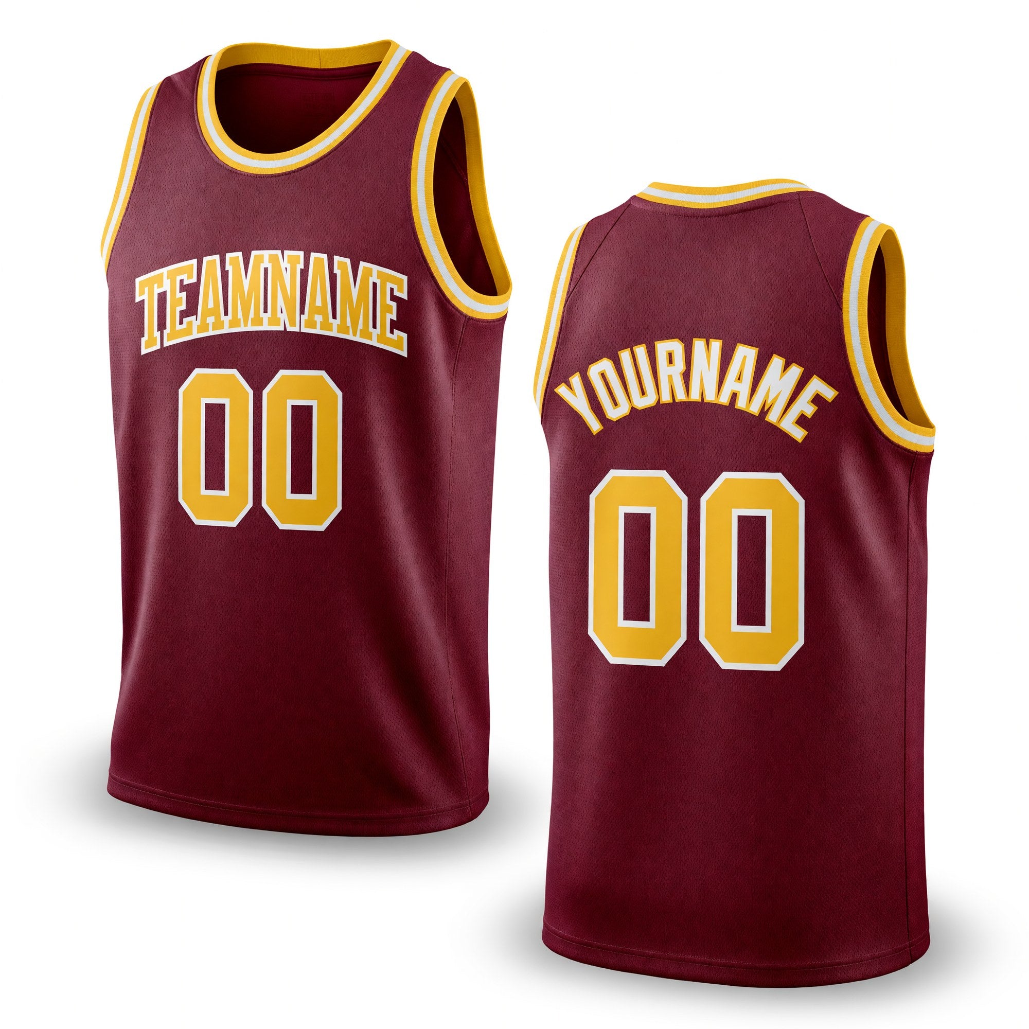 Custom Maroon Gold-White Authentic Throwback Basketball Jersey