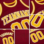 Custom Maroon Gold-White Authentic Throwback Basketball Jersey detail