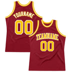 Custom Maroon Gold-White Authentic Throwback Basketball Jersey photo 1