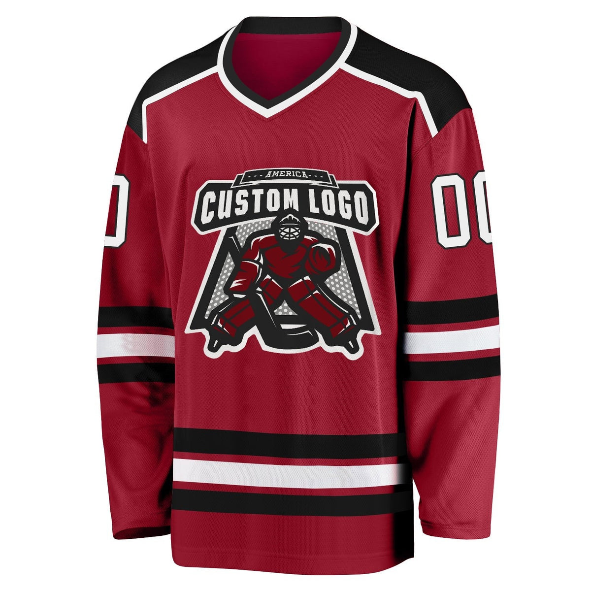 Custom Maroon White-Black Hockey Jersey photo 2