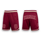 Custom Maroon Maroon-Cream Authentic Throwback Basketball Shorts