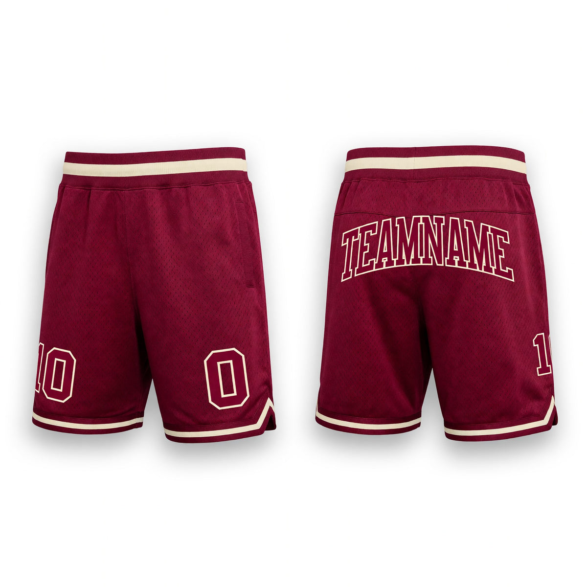 Custom Maroon Maroon-Cream Authentic Throwback Basketball Shorts