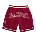 Custom Maroon Maroon-Cream Authentic Throwback Basketball Shorts photo 1