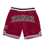 Custom Maroon Black-White Authentic Throwback Basketball Shorts photo 1