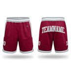 Custom Maroon Gray-White Authentic Throwback Basketball Shorts