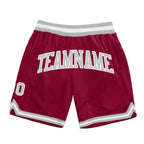 Custom Maroon Gray-White Authentic Throwback Basketball Shorts photo 1