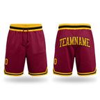 Custom Maroon Gold-Black Authentic Throwback Basketball Shorts