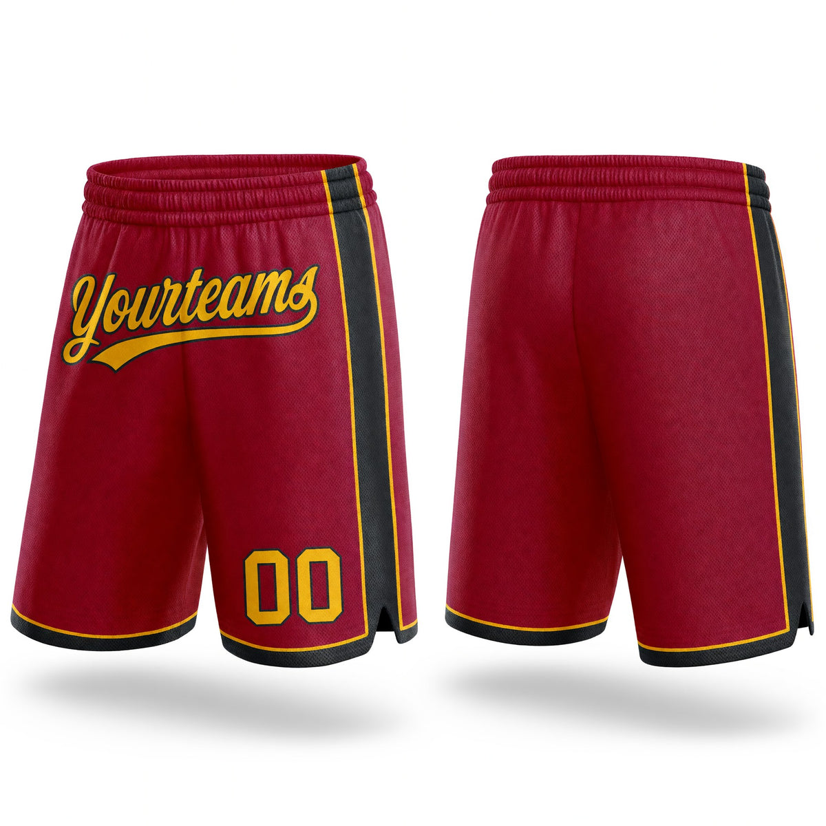 Custom Maroon Gold-Black Authentic Basketball Shorts