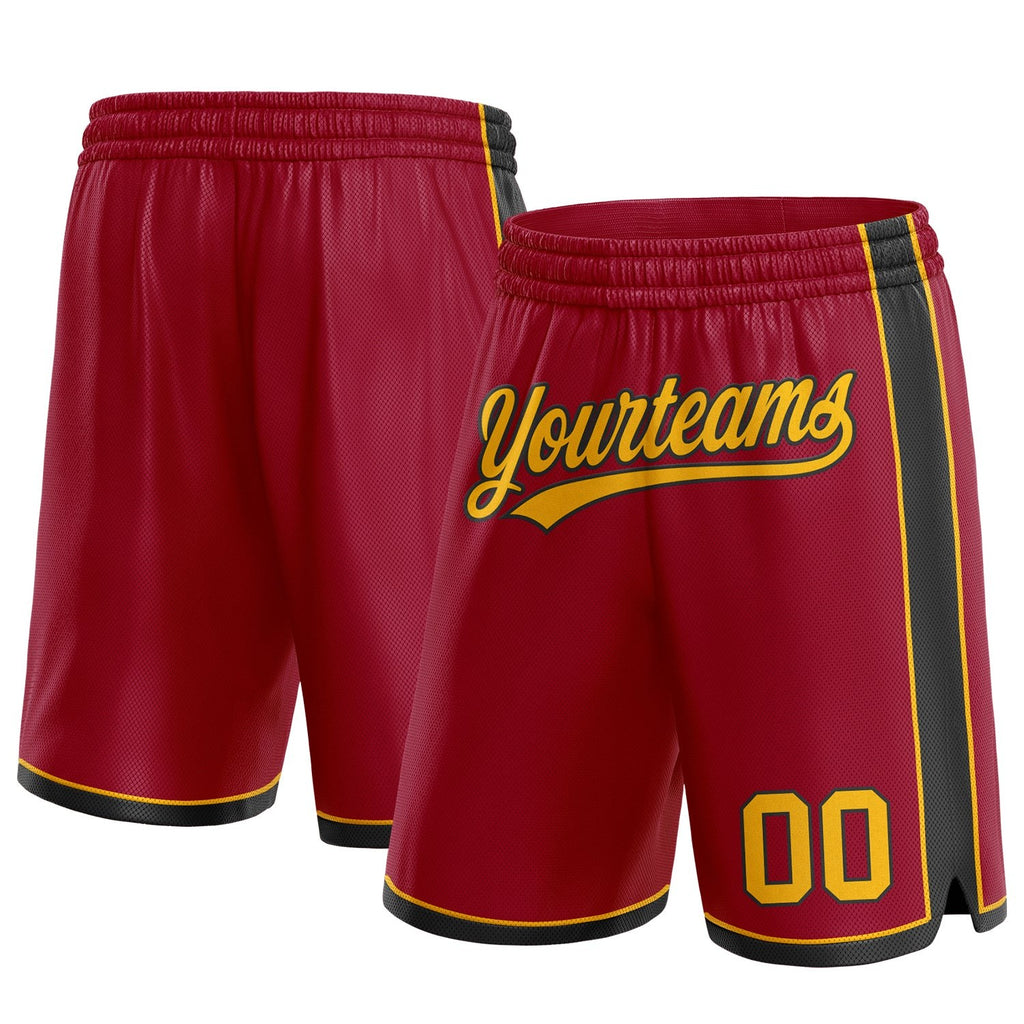 Custom Maroon Gold-Black Authentic Basketball Shorts photo 1