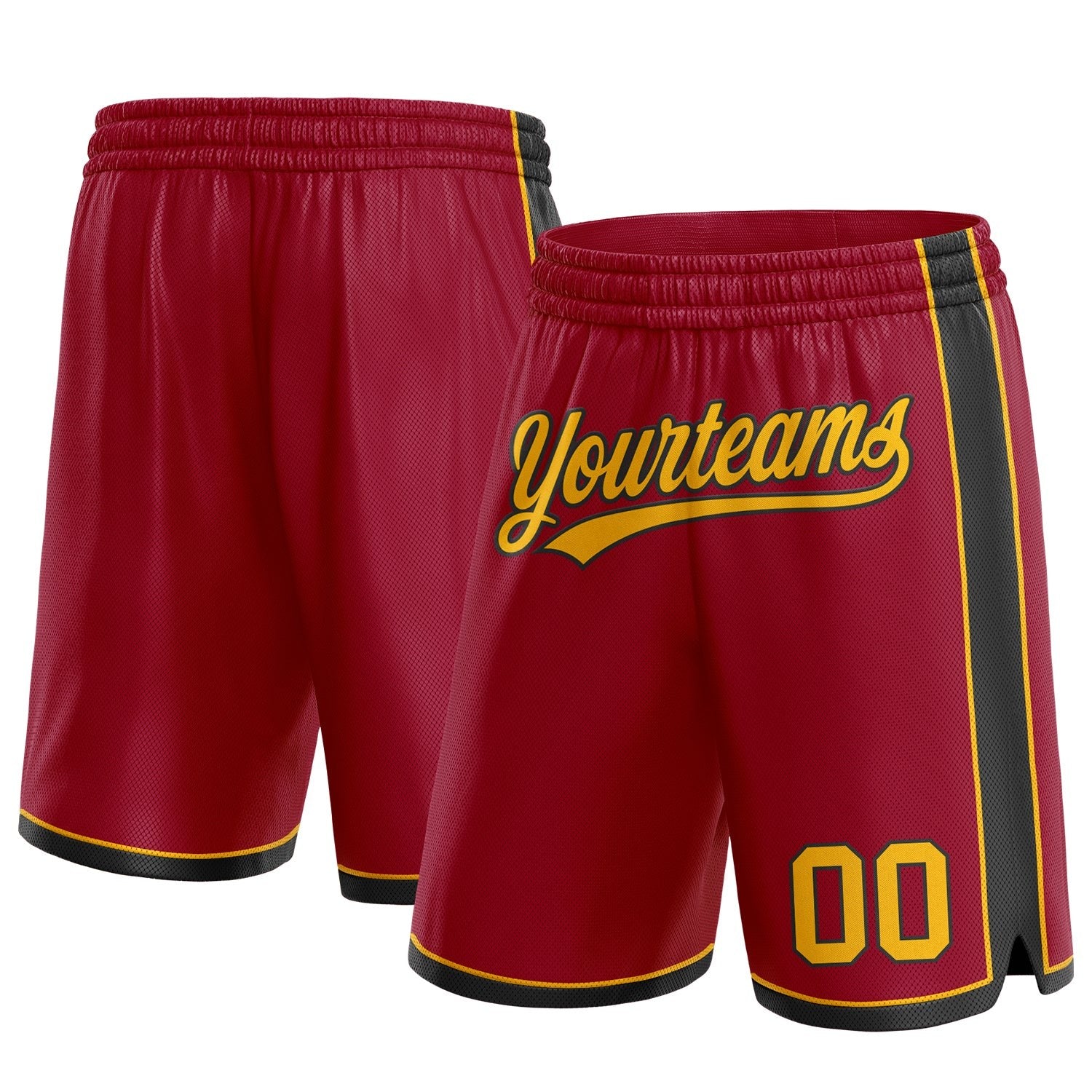 Custom Maroon Gold-Black Authentic Basketball Shorts photo 1