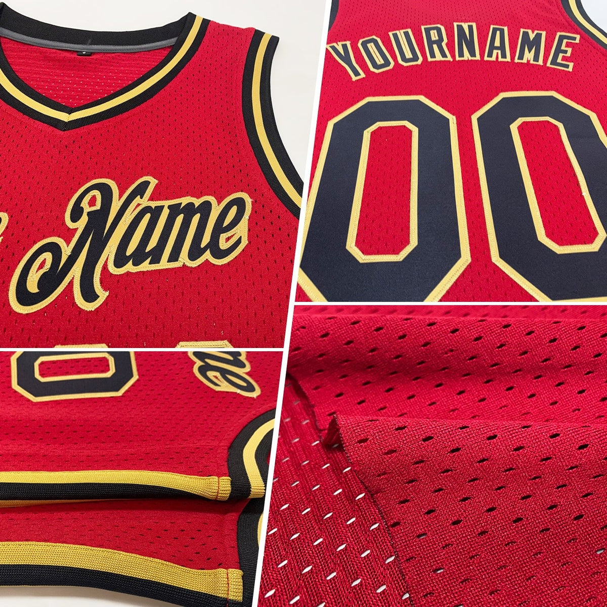 Custom Maroon White-Gold Authentic Throwback Basketball Jersey photo 2