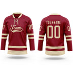 Custom Maroon Cream Hockey Lace Neck Jersey