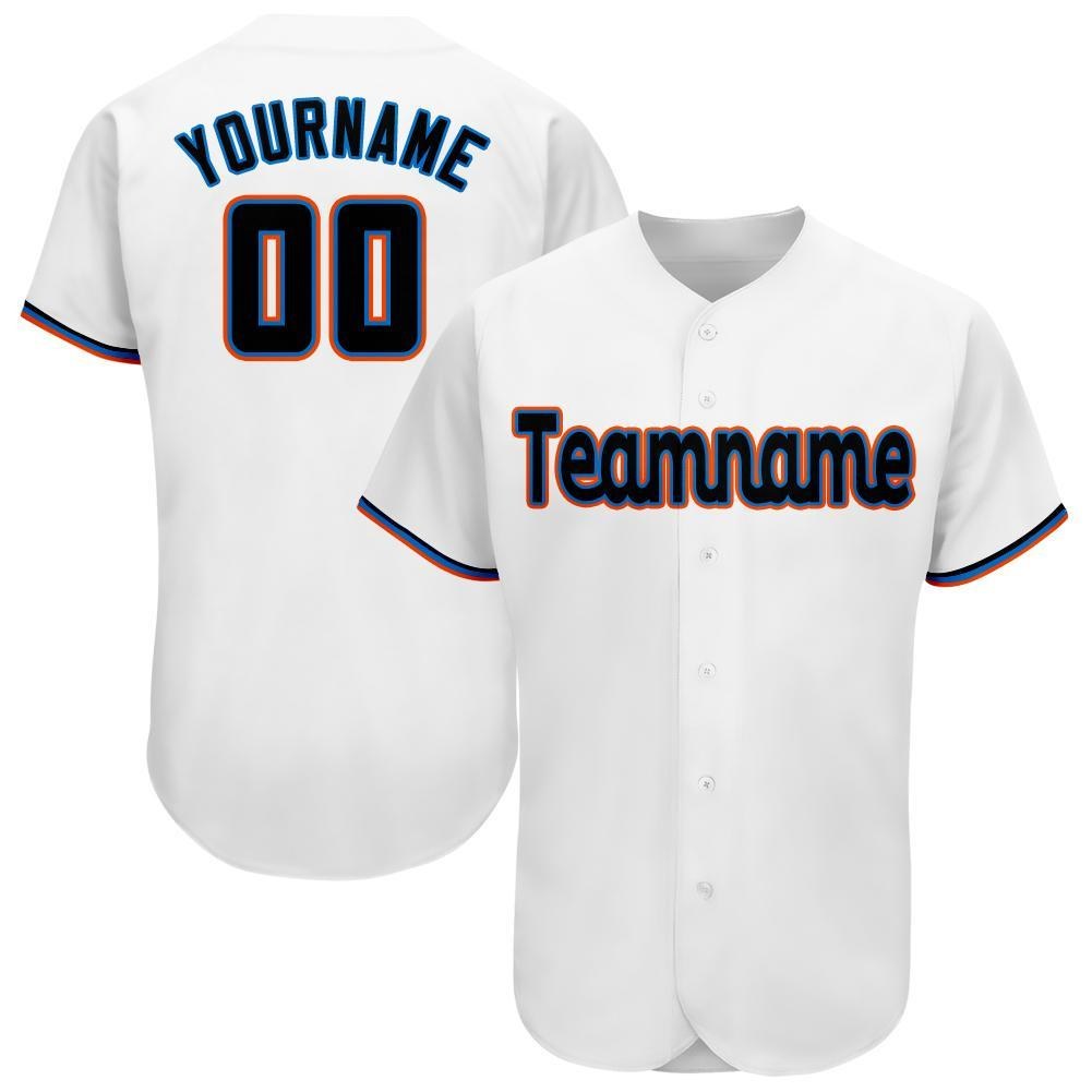 Custom White Black-Orange Baseball Jersey photo 1