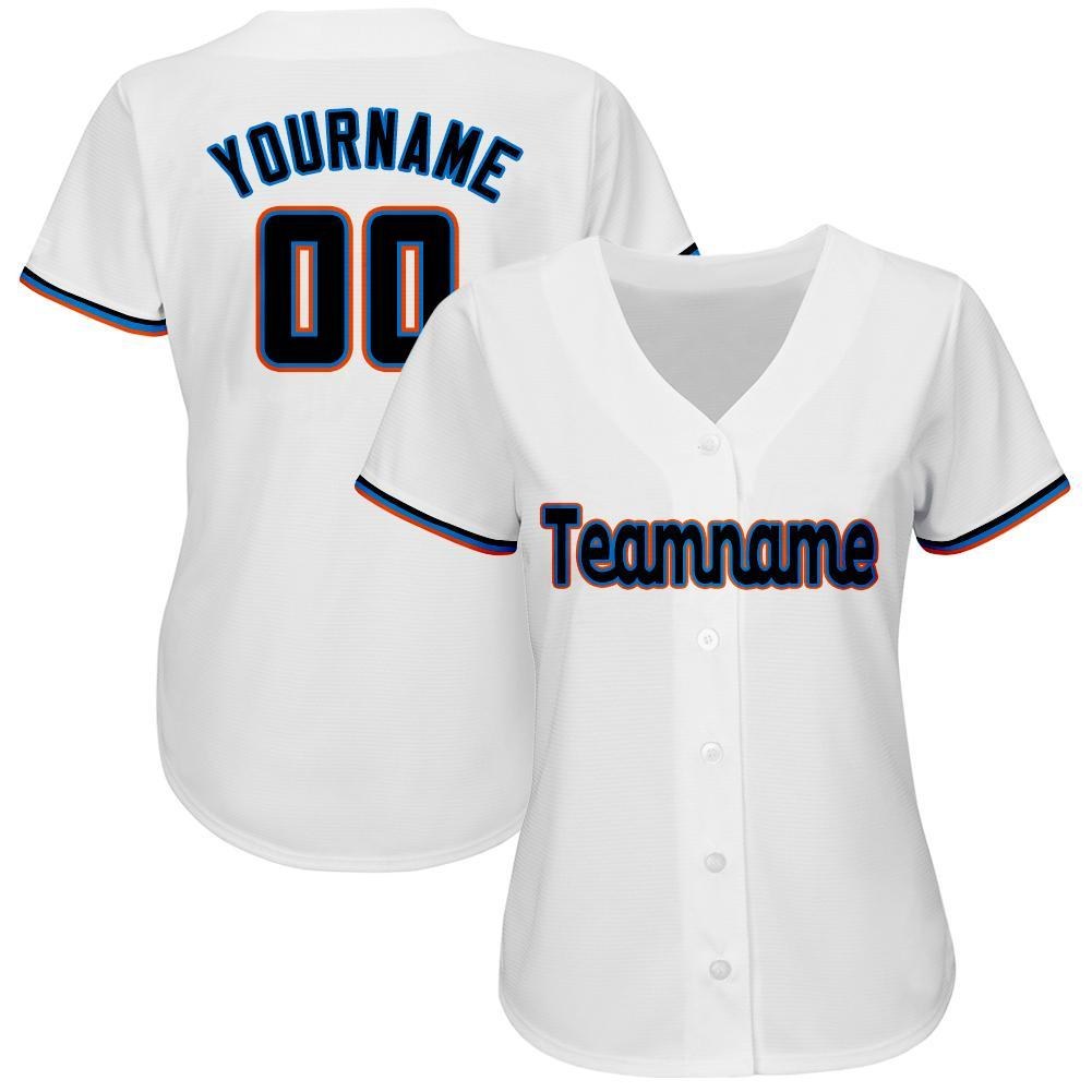 Custom White Black-Orange Baseball Jersey photo 2