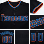 Custom Black Powder Blue-Orange Baseball Jersey detail