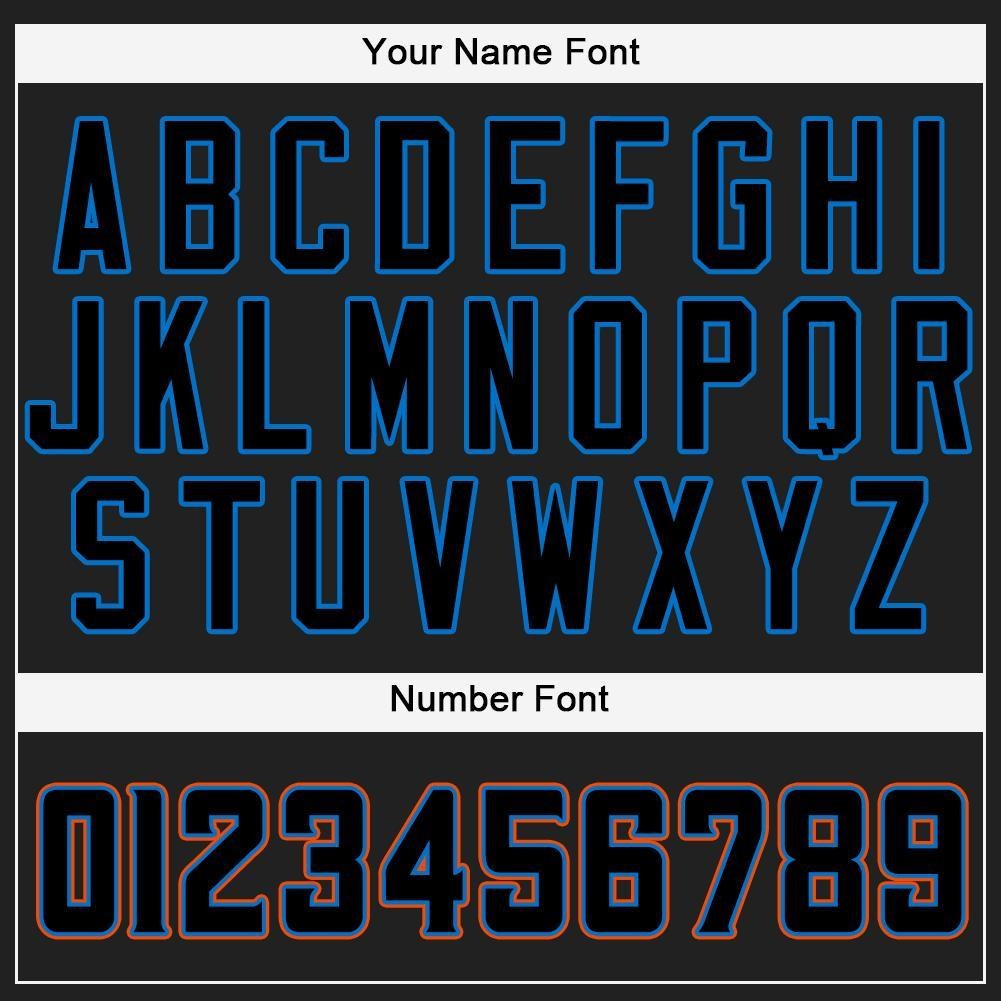 Custom Black Powder Blue-Orange Baseball Jersey photo 3
