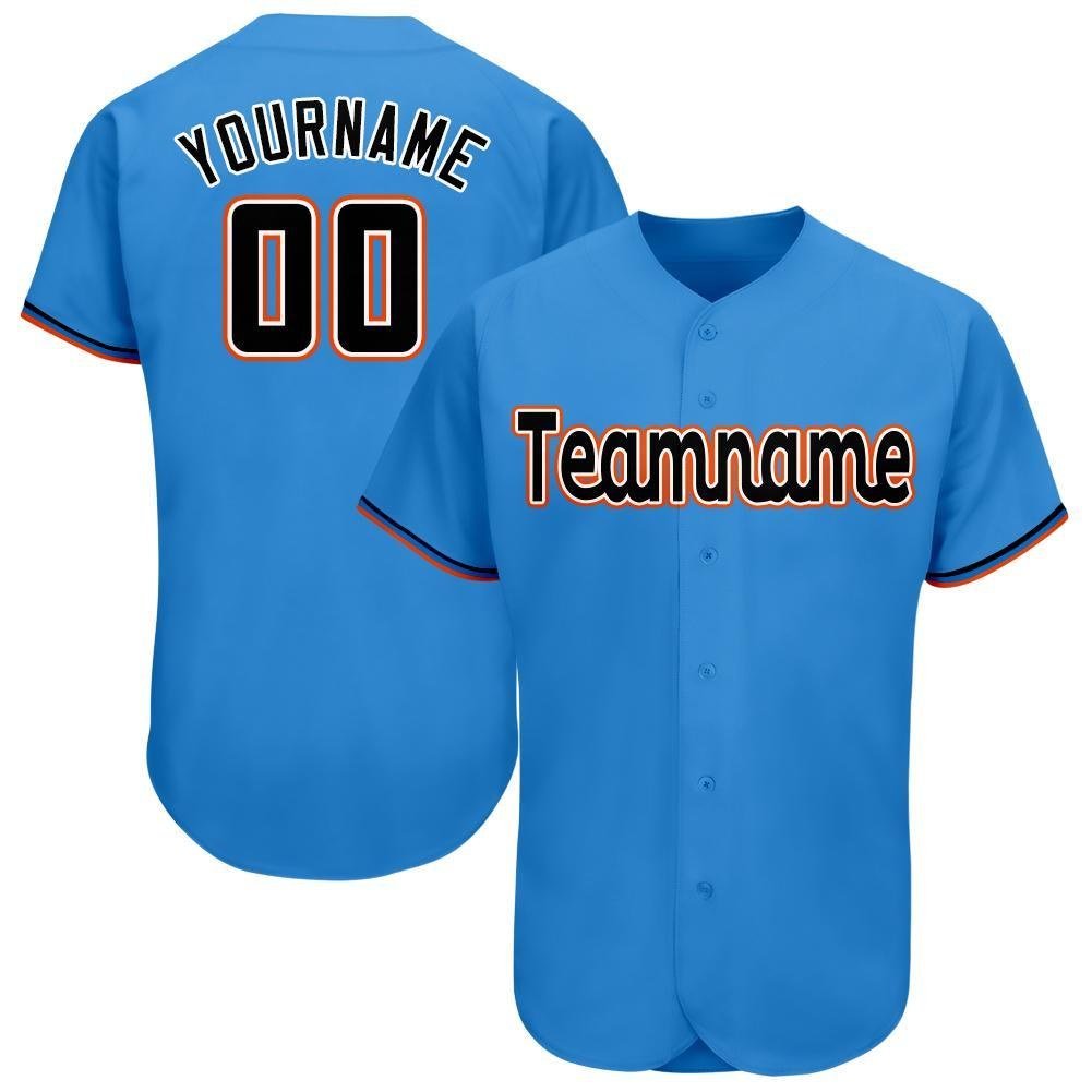 Custom Powder Blue Black-Orange Baseball Jersey photo 1