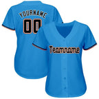 Custom Powder Blue Black-Orange Baseball Jersey photo 2