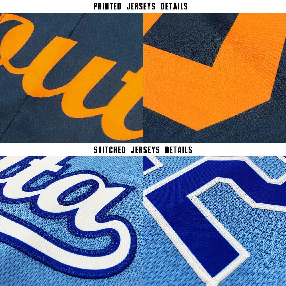 Custom Powder Blue Black-Orange Baseball Jersey photo 5