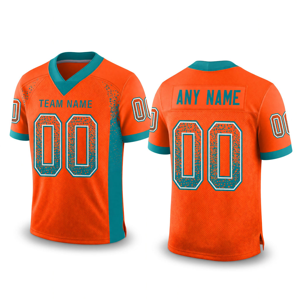 Custom Orange Aqua-White Drift Fashion Football Jersey