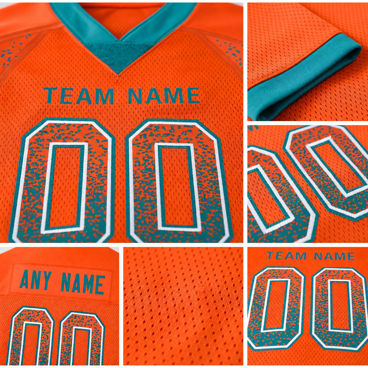 Custom Orange Aqua-White Drift Fashion Football Jersey detail
