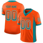 Custom Orange Aqua-White Drift Fashion Football Jersey photo 1